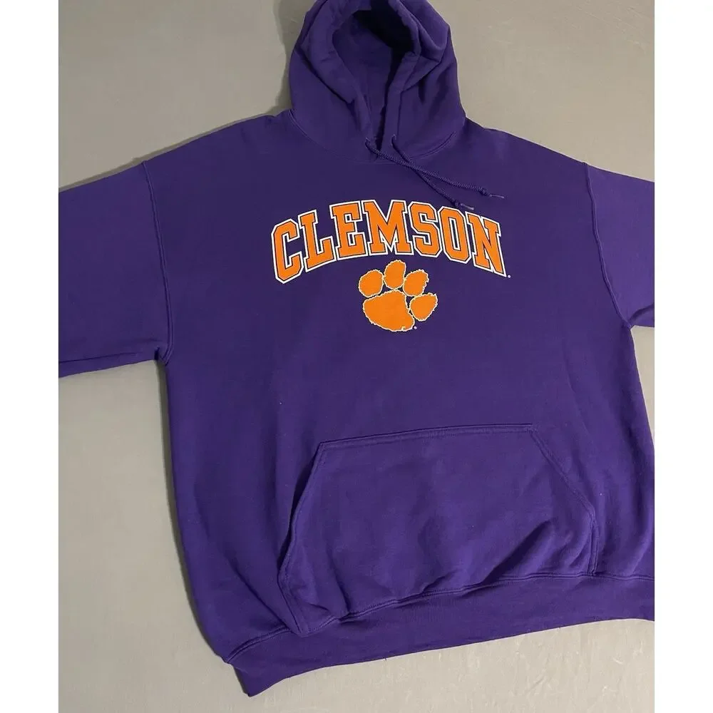 Clemson Tigers Fanatics Purple Hoodie Mens XL Tiger Paw Oversized Logo